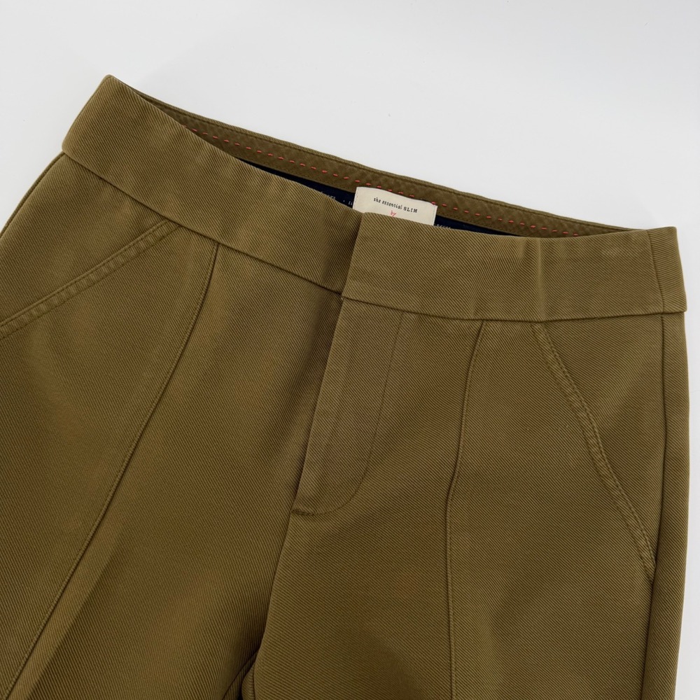 Anthropologie The Essential Slim Cargo Pants Women 4 Olive Green Tapered‎ Twill